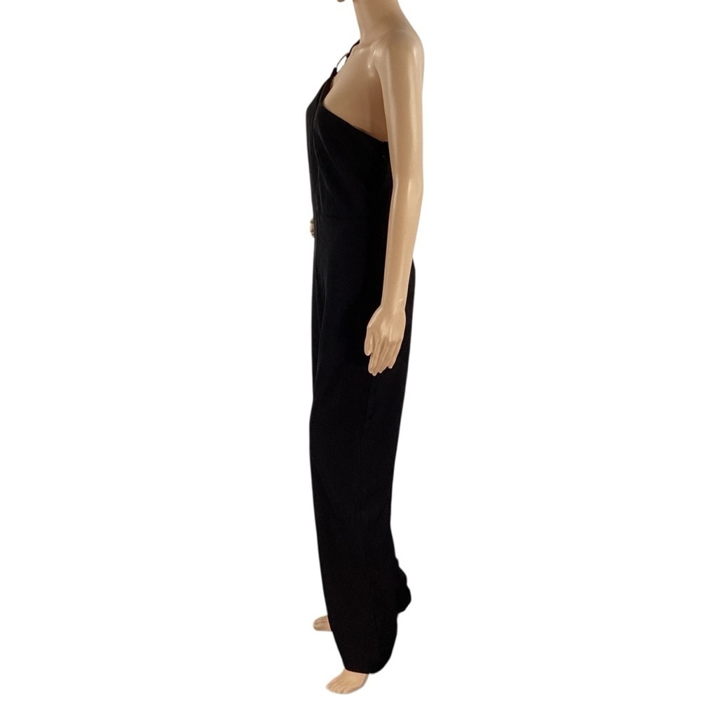 Line & Dot Vaughn One Shoulder Black Jumpsuit Ring Detail Size M - Picture 5 of 10